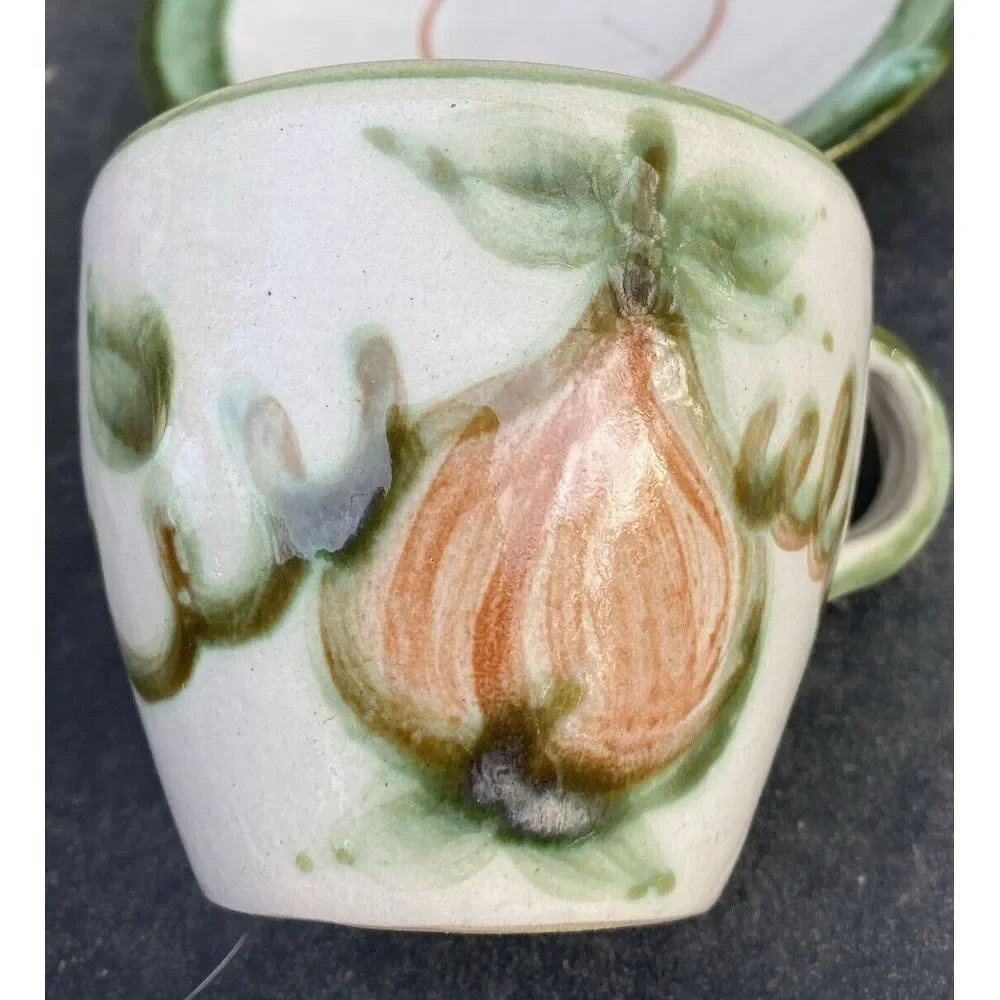 Vintage John B Taylor Harvest Pear Louisville Stoneware Flat‎ Cup & Saucer